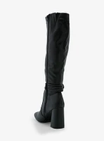 Yoki Black Knot Heeled Knee-High Boots