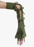 Green Tie Strap Arm Warmers