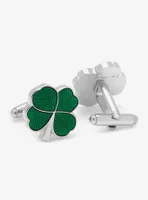 Green Clover Cufflinks and Tie Bar Set