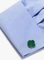 Green Clover Cufflinks and Tie Bar Set