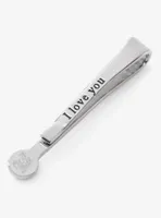 Silver and Onyx "I Love You" Tie Bar