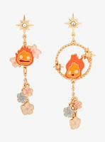 Studio Ghibli Howl's Moving Castle Calcifer Floral Mismatched Earrings - BoxLunch Exclusive