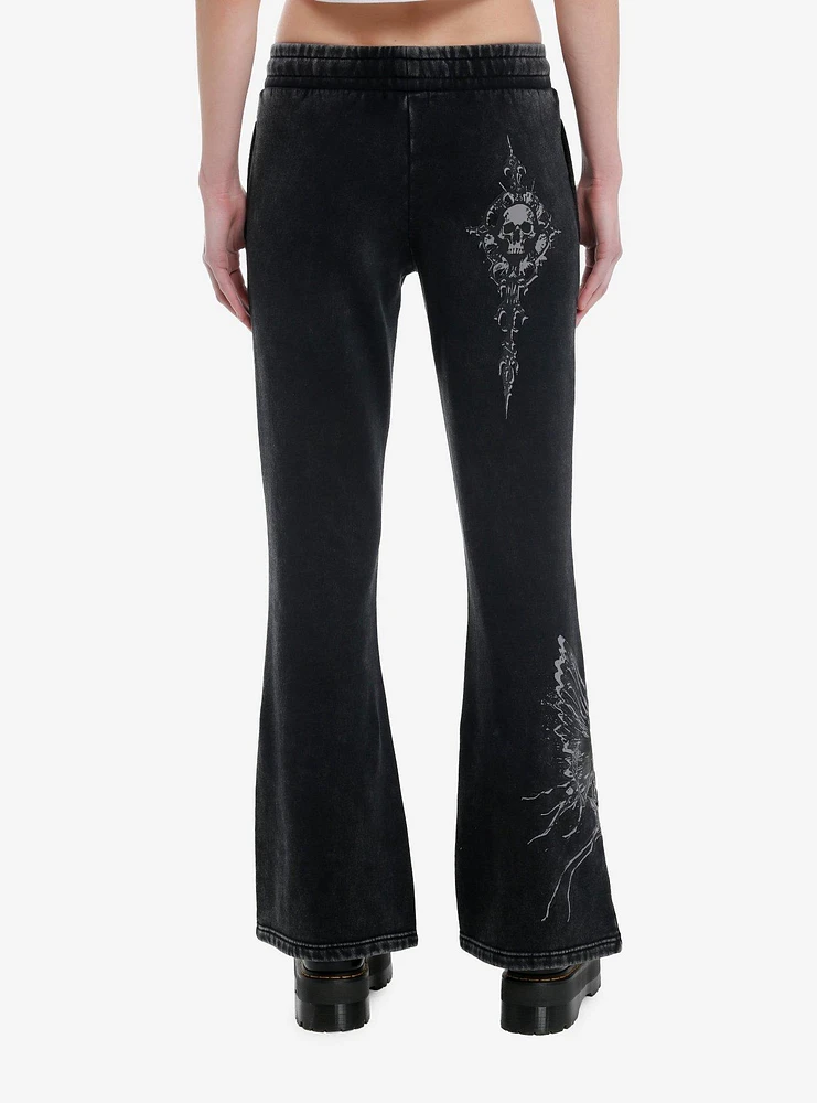 Skull Fairy Cross Wash Flare Girls Lounge Pants