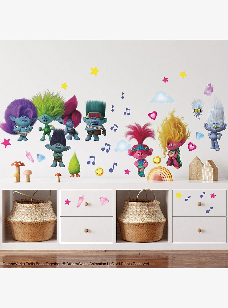 Trolls 3 Band Together with Glitter Wall Decals