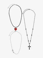 Social Collision Punk Heart Cross Necklace Set