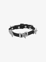 Social Collision Swirl Star Faux Leather Bracelet