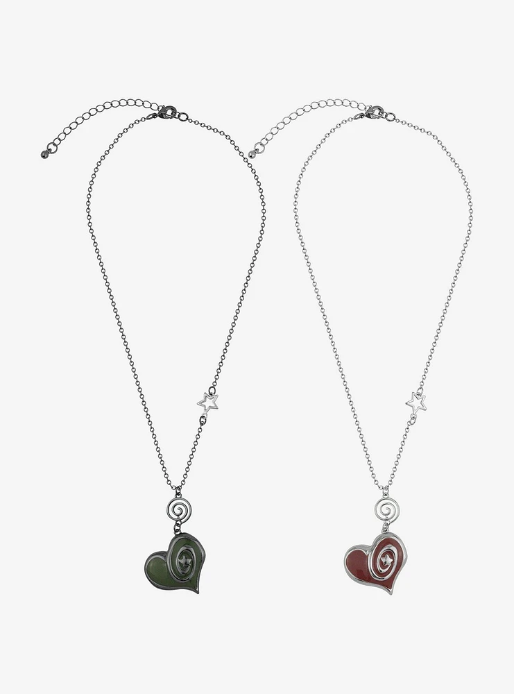 Social Collision Spiral Heart Best Friend Necklace Set