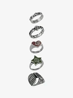 Social Collision Swirl Heart Rib Cage Ring Set