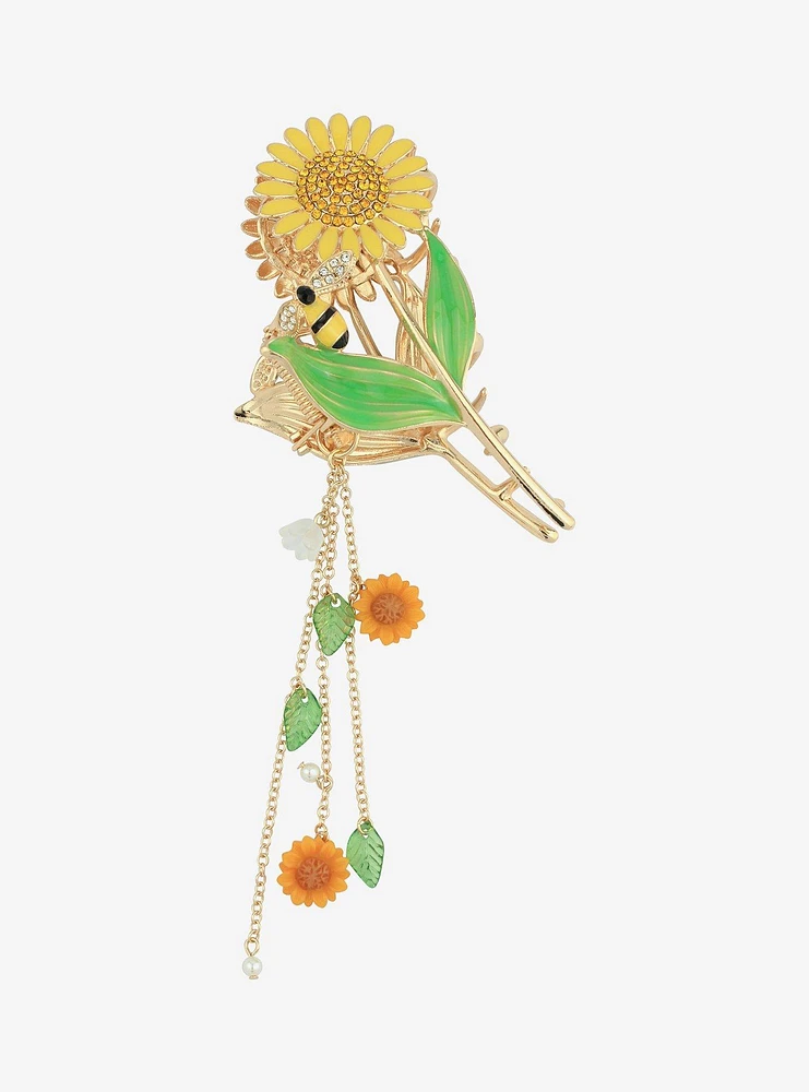 Sweet Society Sunflower Bee Dangling Claw Hair Clip