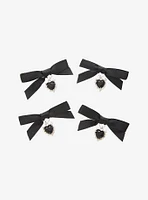 Cosmic Aura Black Heart Bow Hair Clip Set