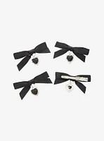 Cosmic Aura Black Heart Bow Hair Clip Set