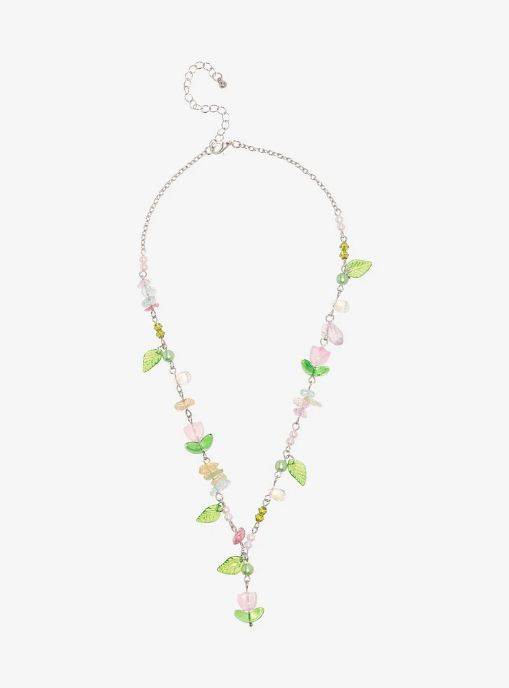 Thorn & Fable Pink Tulip Pearlescent Beaded Necklace