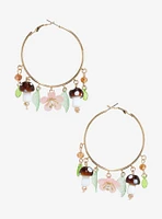 Thorn & Fable Sakura Mushroom Charm Hoop Earrings