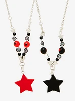 Social Collision Red & Black Star Swirl Best Friend Necklace Set