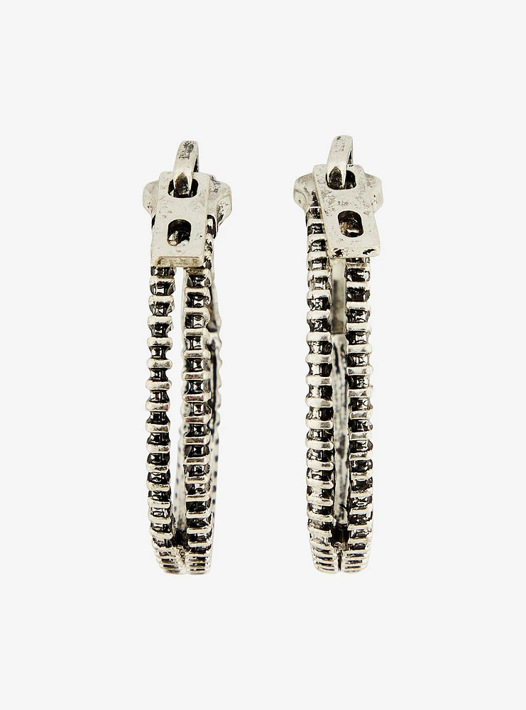 Social Collision Zipper Pull Hoop Earrings