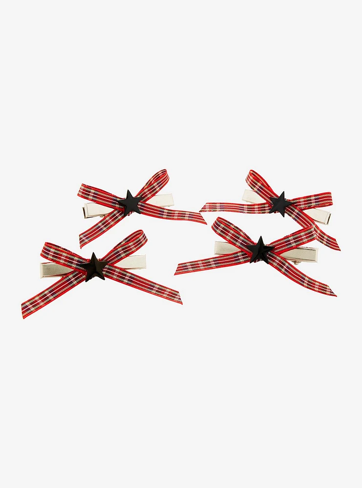 Social Collision Star Plaid Bow Hair Clip Set