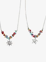 Cosmic Aura Swirl Sun & Star Best Friend Necklace Set