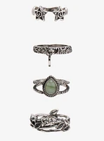 Social Collision Leaf Stone Ring Set