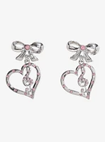 Sweet Society Pink Music Note Heart Earrings