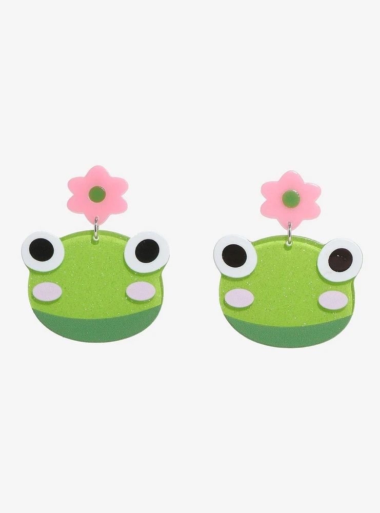 Sweet Society Frog Flower Acrylic Earrings