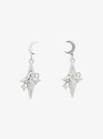 Social Collision Moon Rhinestone Star Earrings