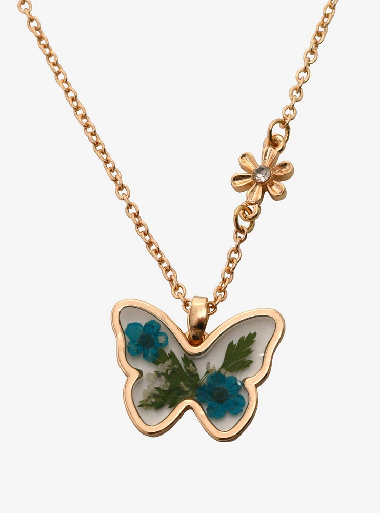 Sweet Society Heart Butterfly Floral Best Friend Necklace Set