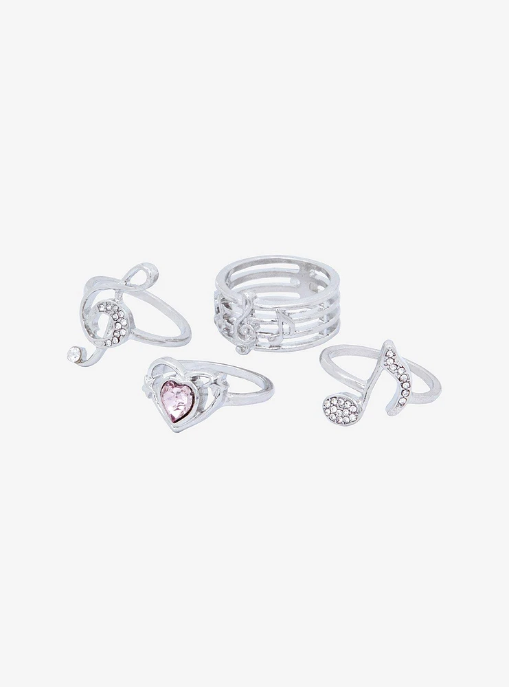 Sweet Society Musical Note Heart Ring Set