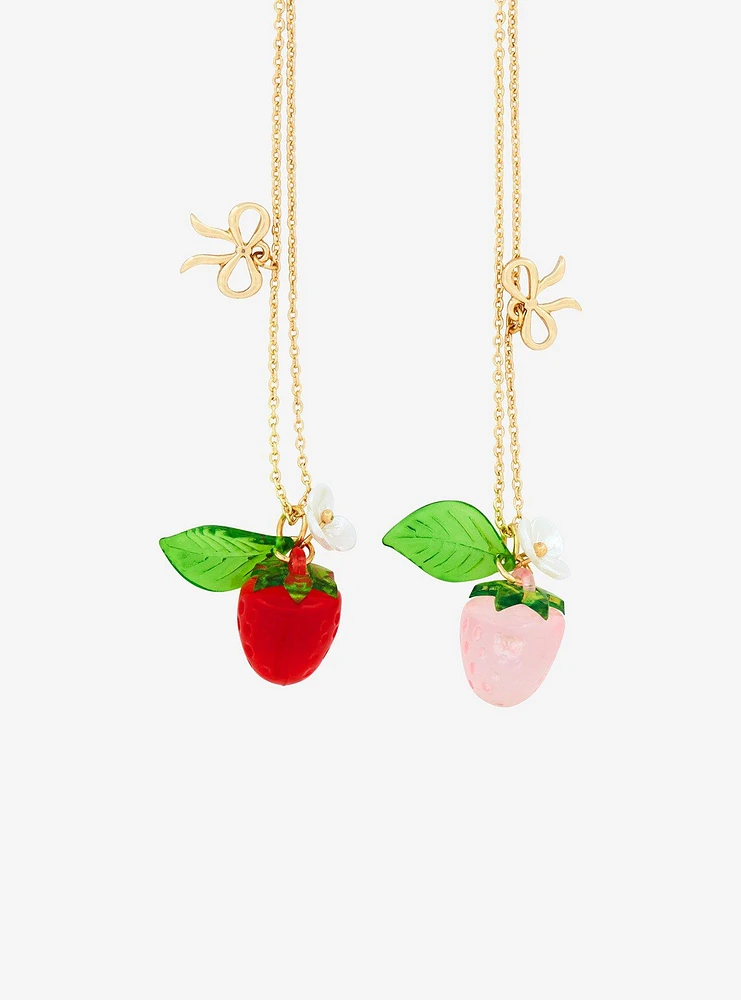 Sweet Society Strawberry Bow Best Friend Necklace Set