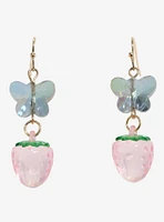 Sweet Society Iridescent Butterfly Strawberry Drop Earrings