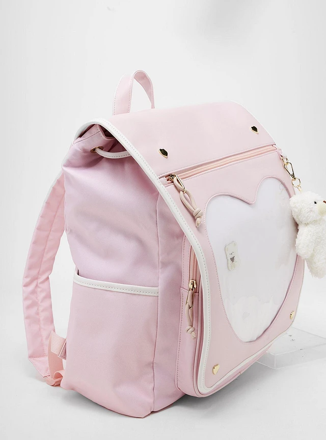 Hot Topic Kawaii Pink Heart Pin Collector Backpack 