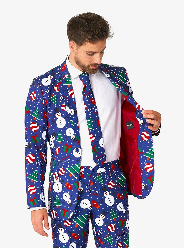 Christmas Snowman Blue Suit