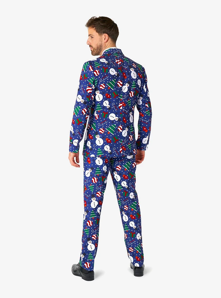 Christmas Snowman Blue Suit