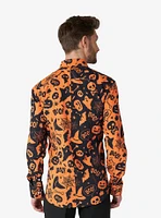 Halloween Icons Long Sleeve Button-Up Shirt