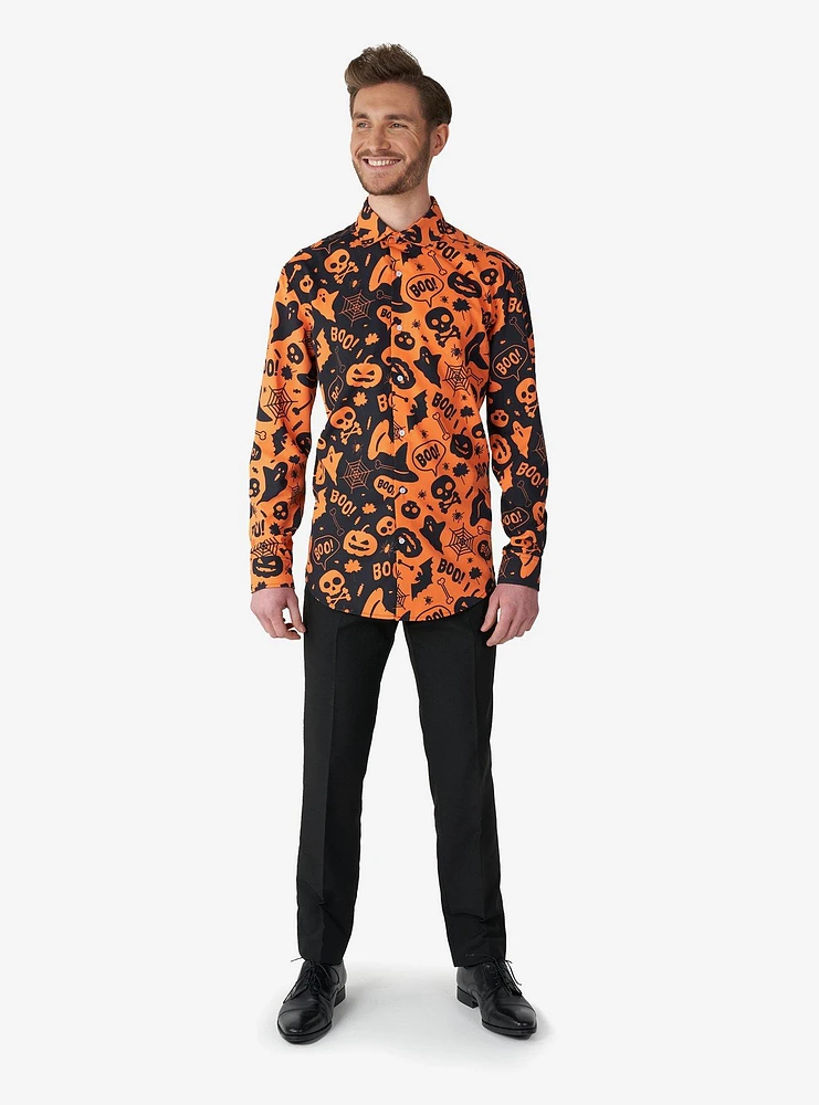 Halloween Icons Long Sleeve Button-Up Shirt
