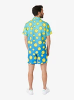 Smiley Summer Fade Button-Up Shirt and Shorts Set