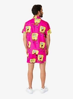 SpongeBob SquarePants Pink Button-Up Shirt and Shorts Summer Set