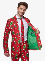 Christmas Trees Stars Red Suit