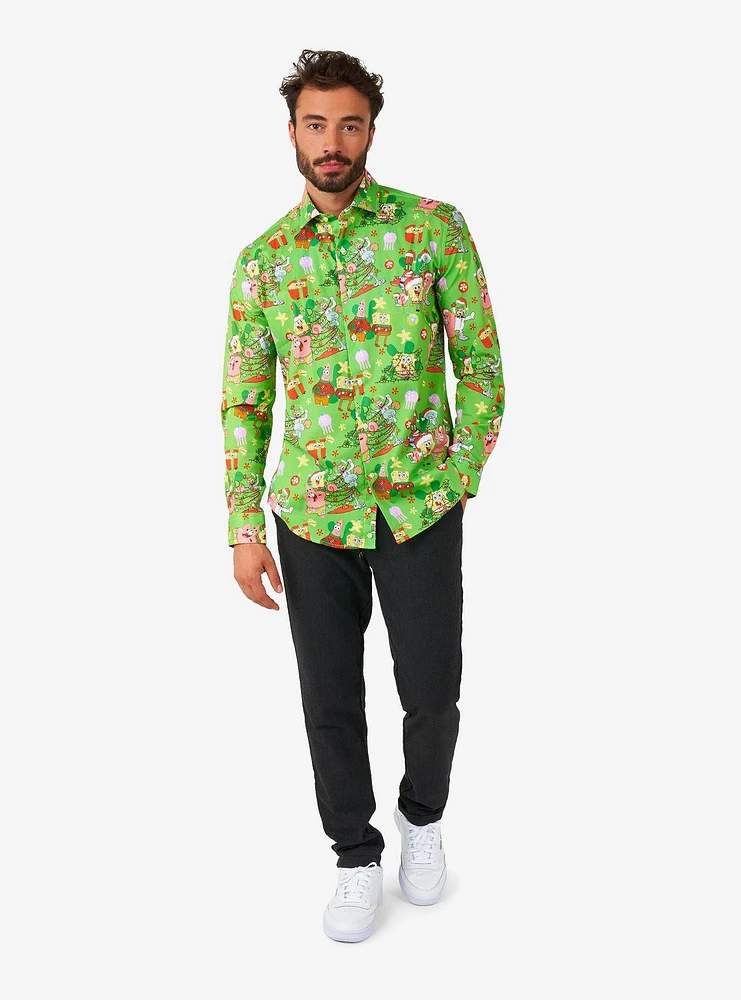 SpongeBob SquarePants Christmas Long Sleeve Button-Up Shirt