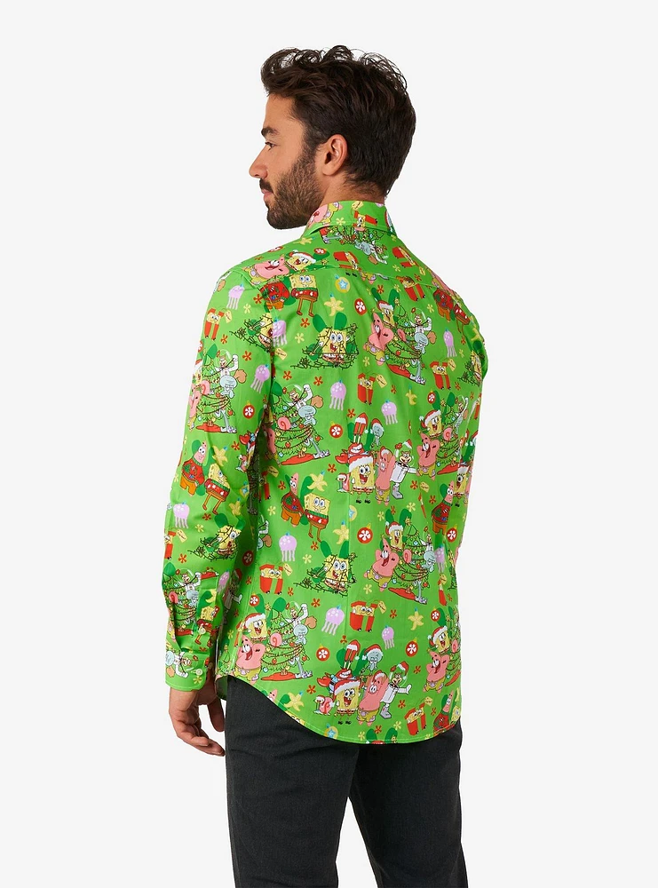 SpongeBob SquarePants Christmas Long Sleeve Button-Up Shirt