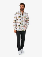 Elf Christmas Long Sleeve Button-Up Shirt