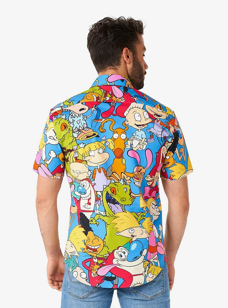 Nickelodeon Cartoons Short Sleeve Button-Up Shirt