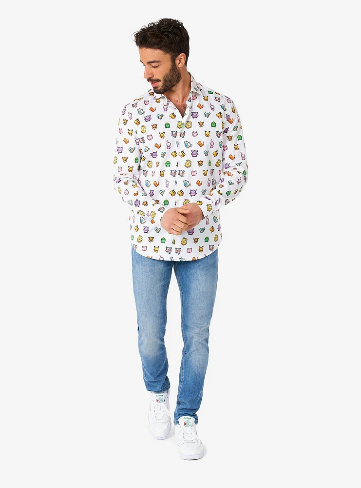 Pokémon Pixel Long Sleeve Button-Up Shirt