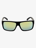 Black Rectangular Reflective Sunglasses