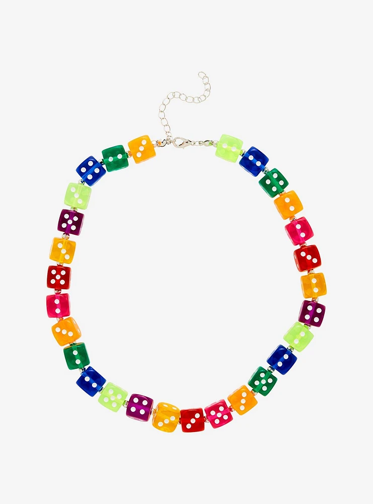 Rainbow Dice Charm Necklace