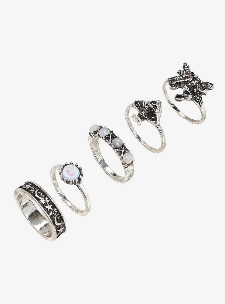 Thorn & Fable Mushroom Fairy Opal Ring Set