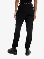 Black Side Chain Grommet Belt Slim Pants