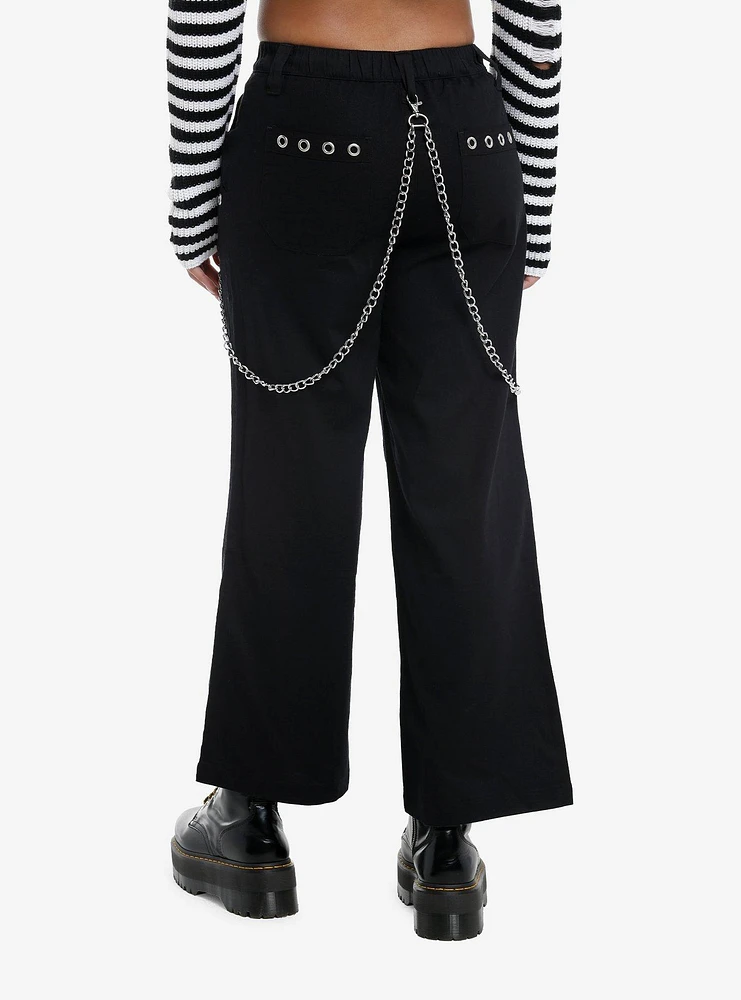 Black Grommet Side Chain Skater Pants