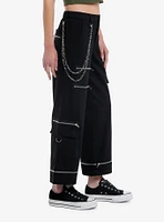 Black Zipper Side Chain Cargo Skater Pants