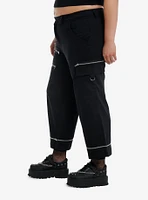 Black Zipper Side Chain Cargo Skater Pants Plus