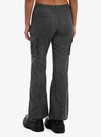 Grey Cargo Low-Rise Flare Pants